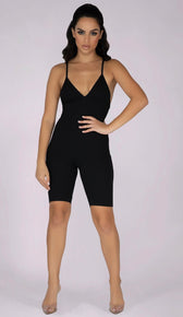 RILEY Sculpted Ribbed Playsuit - Black