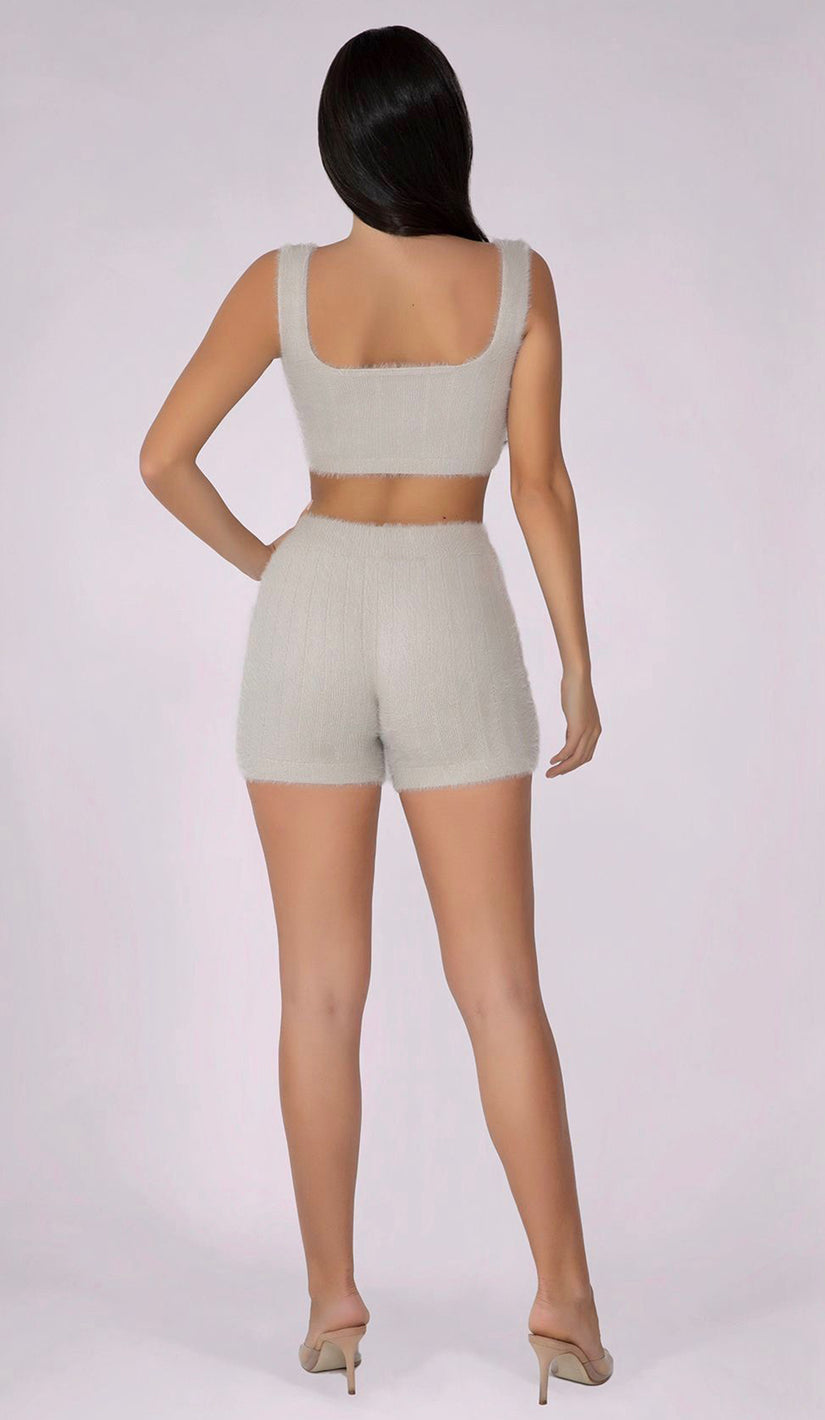 SIMA Fluffy Knit Crop Top - Chalk