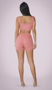 CRISSA Fluffy Knit Biker Shorts - Dusty Rose