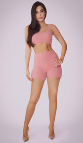 SIMA Fluffy Knit Crop Top - Dusty Rose