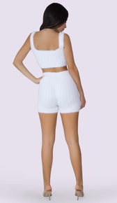 SIMA Fluffy Knit Crop Top - White