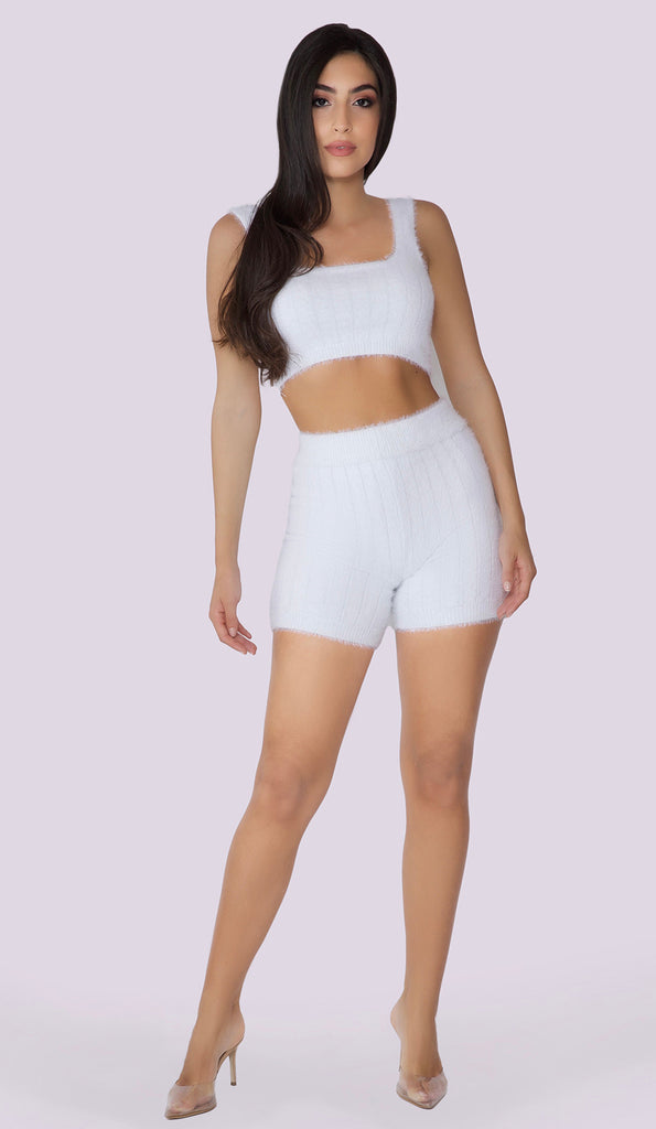 White biker hotsell short set