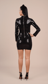 'TINSLEY' Shiny Bodycon Dress - Black - GLAMBAE FASHION