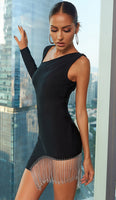 EMERSON One Shoulder Side Tassel Mini Dress