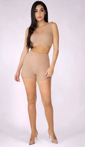 KAYLEE Teddy Knit Biker Shorts - Sand