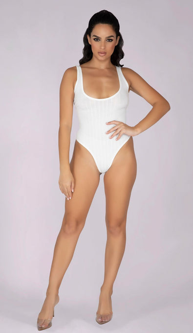 TREA Ribbed Bodysuit - White