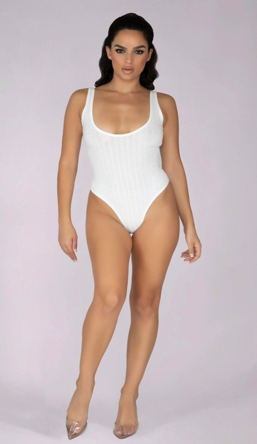 TREA Ribbed Bodysuit - White
