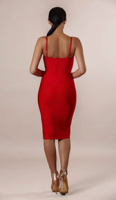 DESTINY Lace Bustier Dress - Red