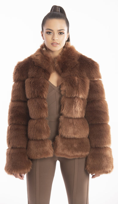 "EMINA" Faux Fur Coat - GLAMBAE FASHION
