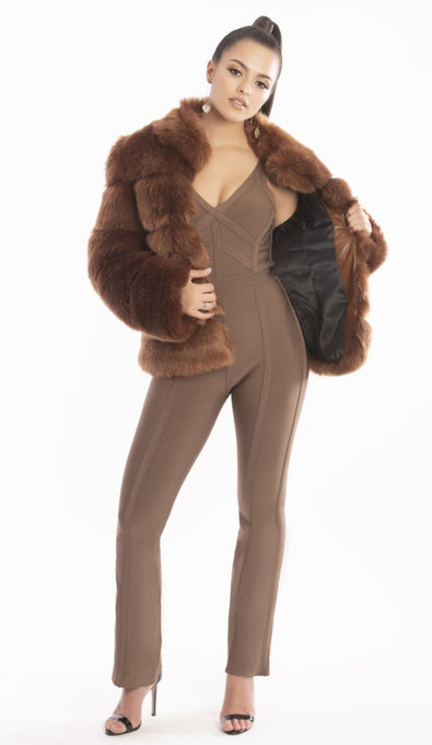 "EMINA" Faux Fur Coat - GLAMBAE FASHION