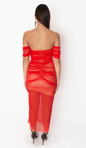 "JULIETTE" Chiffon Bandage Maxi Dress - Red - GLAMBAE FASHION