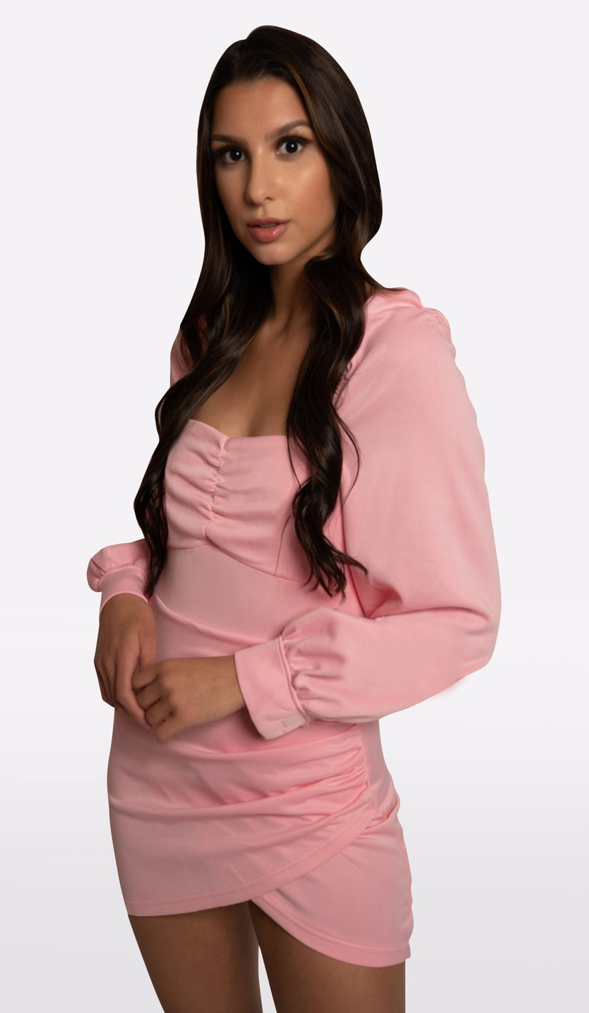NEMA Puff Sleeve Mini Dress - Pink