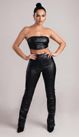 MILEY Croc Embossed Faux Leather Pants