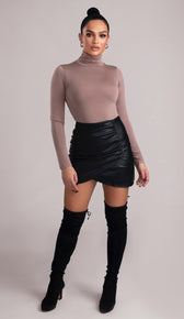 MAYA Vegan Leather Skirt - Black