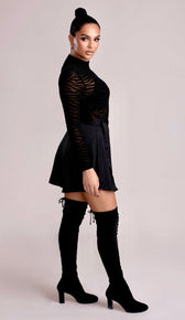 JINX Mesh ZEBRA Print Bodysuit - Black