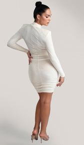 VICKI Velvet Bodycon Dress - Cream