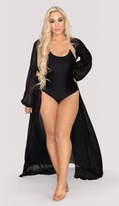 CHANTAL Belted Cover Up - Black