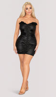 DEZIA Ruched Mini Dress - Black
