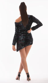 "LOLA" Off The Shoulder Sequin Mini Dress - GLAMBAE FASHION