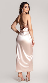 AMELIA Satin Dress - Nude
