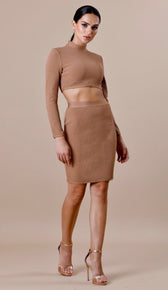 "ESTELLE" Ribbed Bodycon Skirt - GLAMBAE FASHION