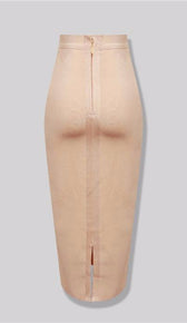 "NADIA" Nude Pencil Skirt - GLAMBAE FASHION