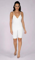 RILEY Sculpted Ribbed Playsuit - White