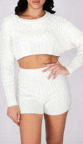 SAMANTHA Knit Sweater Top - White