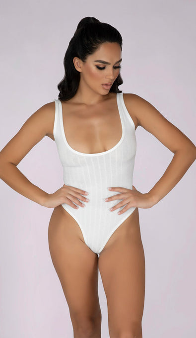 TREA Ribbed Bodysuit - White
