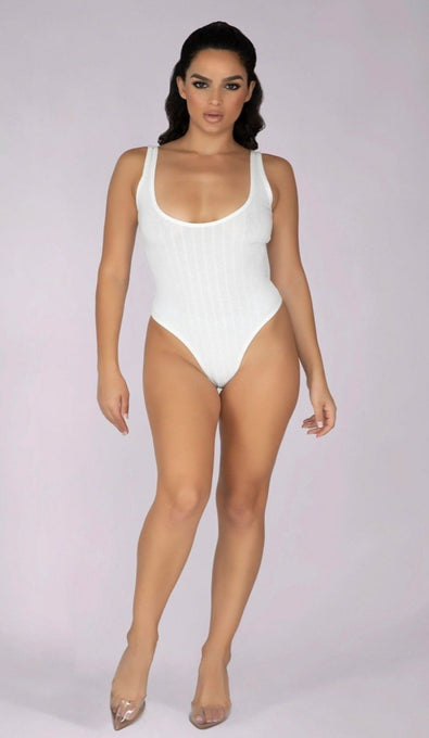 TREA Ribbed Bodysuit - White