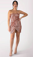 WINONA Strapless Sequin Mini Dress - Rose Gold